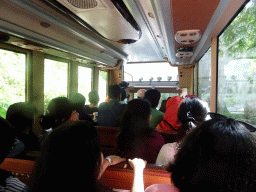 Interior of the shuttle bus from the parking lot to the entrance of the Bali Safari & Marine Park
