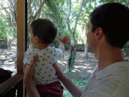 Tim and Max in the safari bus at the Bali Safari & Marine Park
