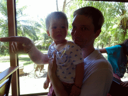 Tim and Max in the safari bus at the Bali Safari & Marine Park, with a view on Javan Deers