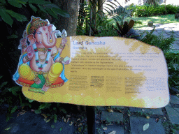 Explanation on Ganesha at the Ganesha statue at the entrance to the Bali Theatre, at the Ganesha Court at the Bali Safari & Marine Park