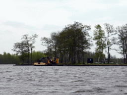Construction works at the banks of the Bovenwijde lake, viewed from our tour boat
