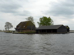 The Kraggehuis holiday home on an island in the Bovenwijde lake, viewed from our tour boat