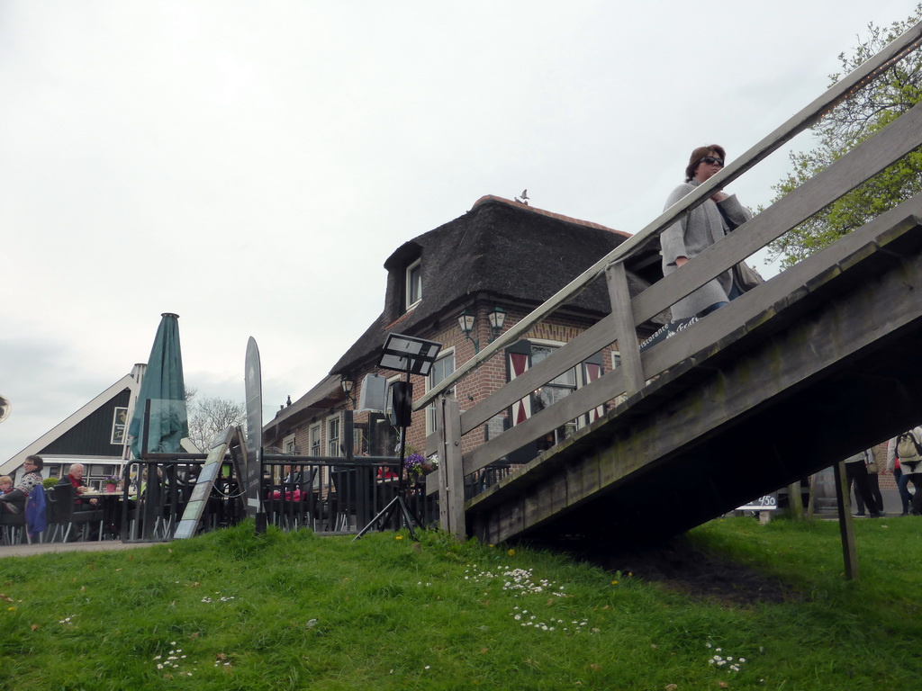 Grand Café Fanfare and a bridge over the Binnenpad canal, viewed from our tour boat