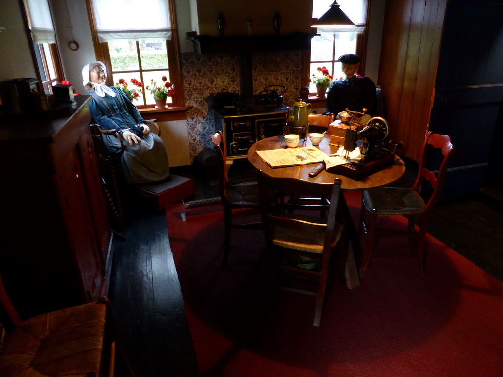 Wax statues in the Fisherman`s home at the `t Olde Maat Uus museum