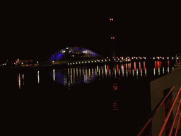 The Glasgow Science Centre, the Glasgow Tower and the River Clyde, by night