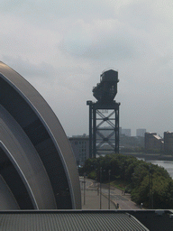 The Clyde Auditorium of the Scottish Exhibition and Conference Centre and the Finnieston Crane, viewed from the Crowne Plaza Hotel Glasgow