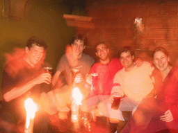 Tim with friends and beer in a pub in the city center
