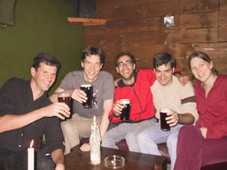 Tim with friends and beer in a pub in the city center