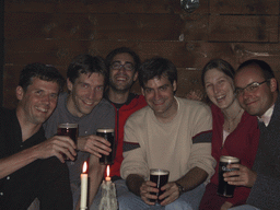 Tim with friends and beer in a pub in the city center