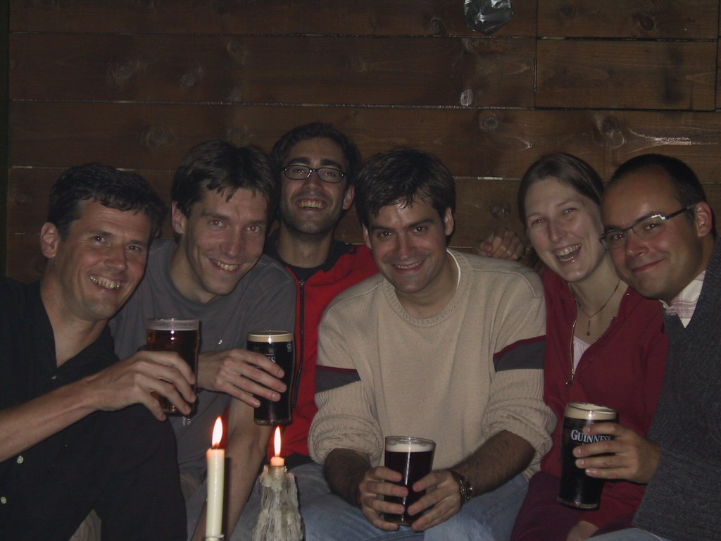 Tim with friends and beer in a pub in the city center