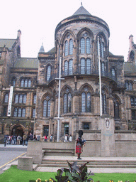 Piper in front of the Hunterian Museum and Art Gallery at the Gilbert Scott Building at the University Of Glasgow