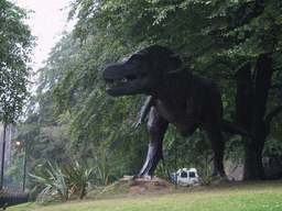 Wax statue of a Tyrannosaurus Rex at the Hunterian Museum and Art Gallery at the Gilbert Scott Building at the University Of Glasgow