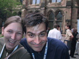Friends at the drinks before the gala dinner of the ECCB 2004 conference at the University of Glasgow