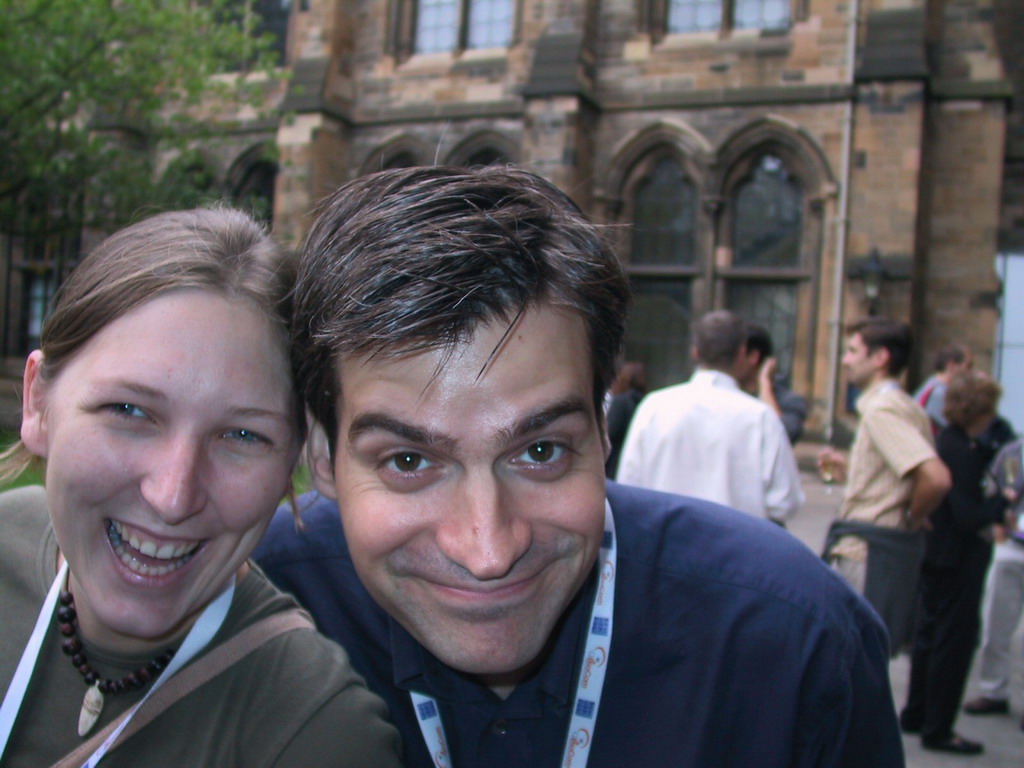 Friends at the drinks before the gala dinner of the ECCB 2004 conference at the University of Glasgow