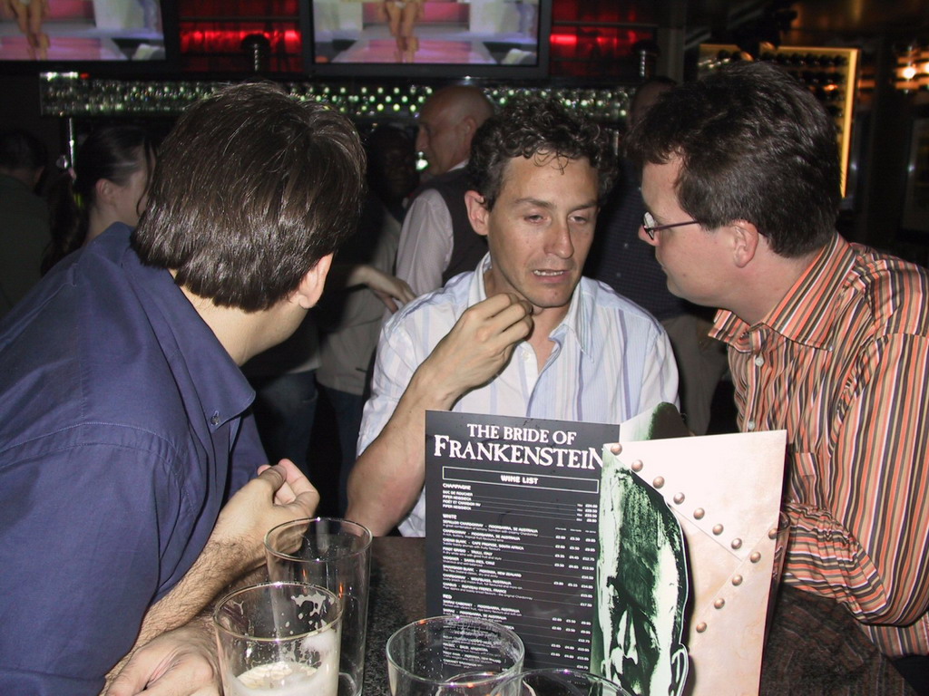 Friends in the Bride of Frankenstein pub at the city center