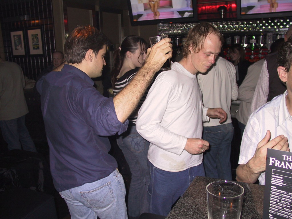 Friends in the Bride of Frankenstein pub at the city center