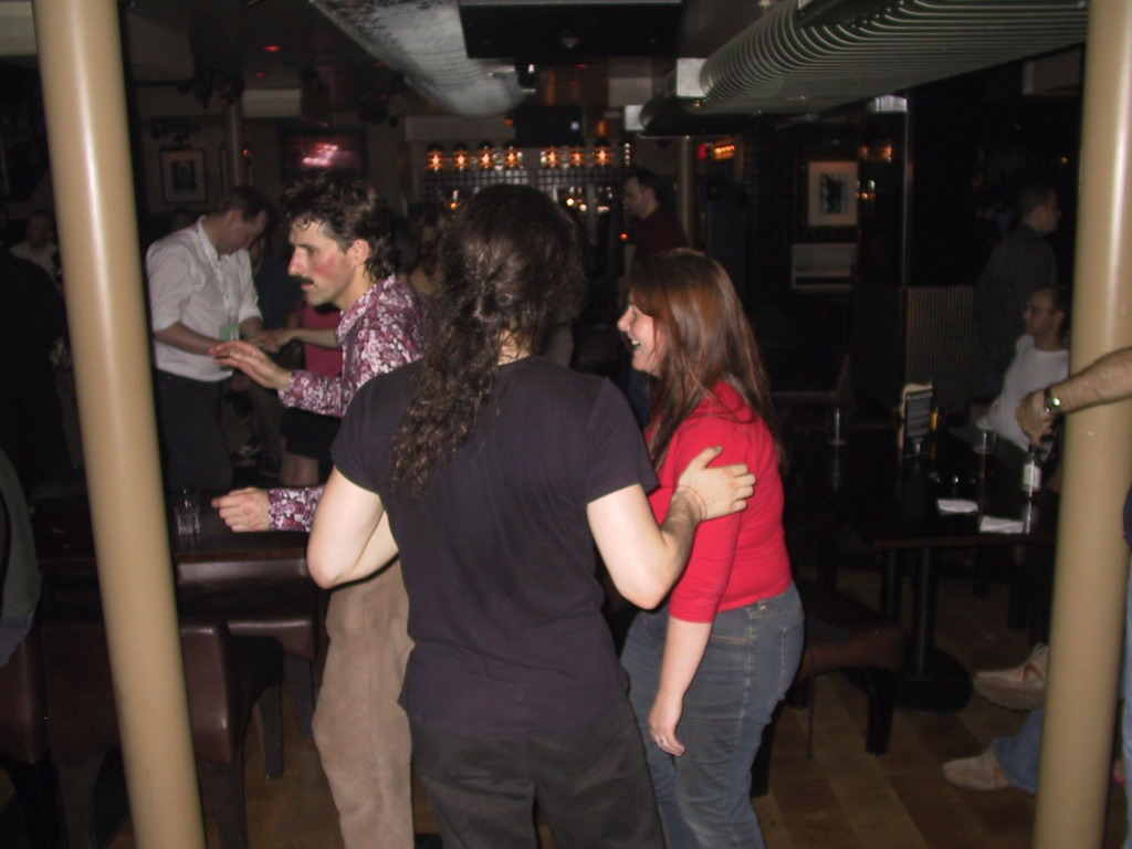 Friends in the Bride of Frankenstein pub at the city center