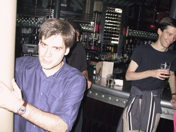 Tim with friends in the Bride of Frankenstein pub at the city center