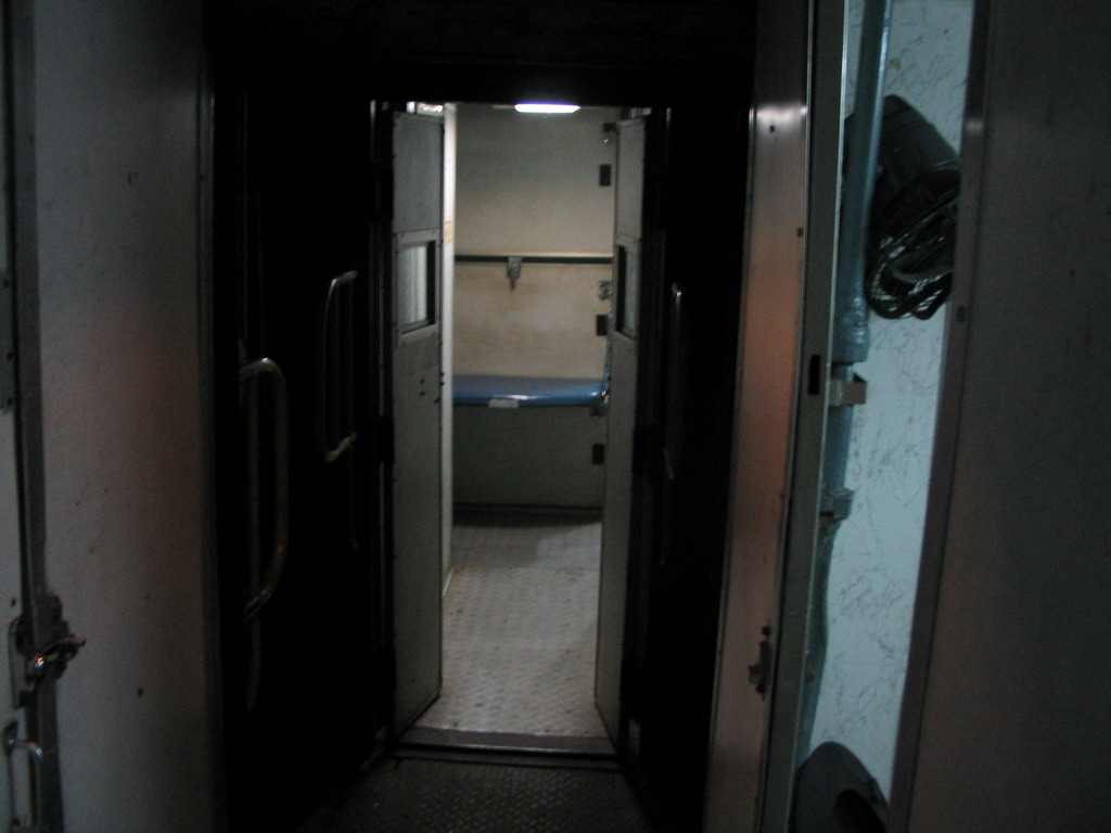 Hallway in the Konkan Express train from Mumbai