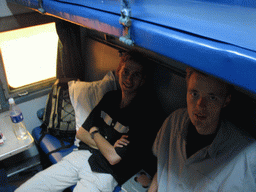 Rick and David in the Konkan Express train from Mumbai