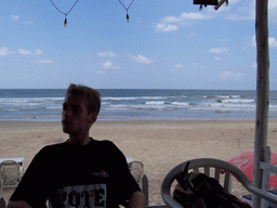 Rick at a beach shack at Colva Beach