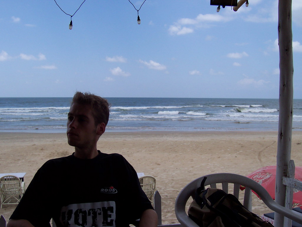 Rick at a beach shack at Colva Beach