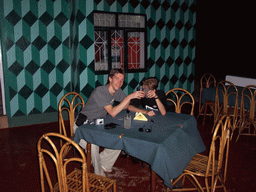 Tim and Rick with a `Feni` drink at the Indian Tandoori Oven restaurant at Colva Beach