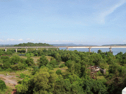 The Konkan Railway Bridge over the Zuari River, viewed from the car from Colva Beach to Saligao on the Zuari Bridge over the Zuari River