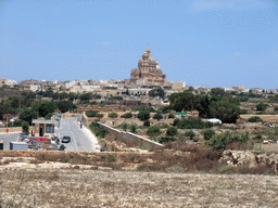 The town of Xewkija with the Church of St. John the Baptist, viewed from the Gozo tour jeep