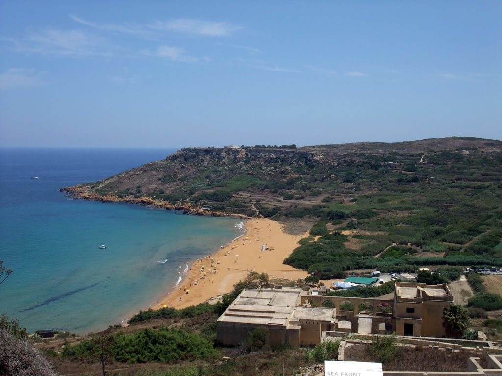 The beach of Ramla Bay, viewed from the Calypso Cave viewing point