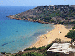 The beach of Ramla Bay, viewed from the Calypso Cave viewing point