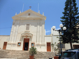 The Church of St. Paul in the town of Marsalforn, viewed from the Gozo tour jeep