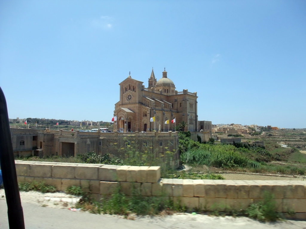 The National Shrine and Basilica of the Blessed Virgin Of Ta` Pinu, viewed from the Gozo tour jeep