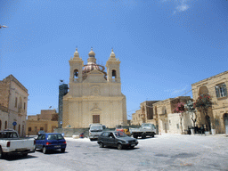 The Church of St. Lawrence at the town of San Lawrenz, viewed from the Gozo tour jeep