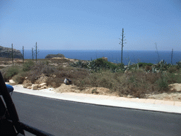 West coast of Gozo with a watch tower, viewed from the Gozo tour jeep