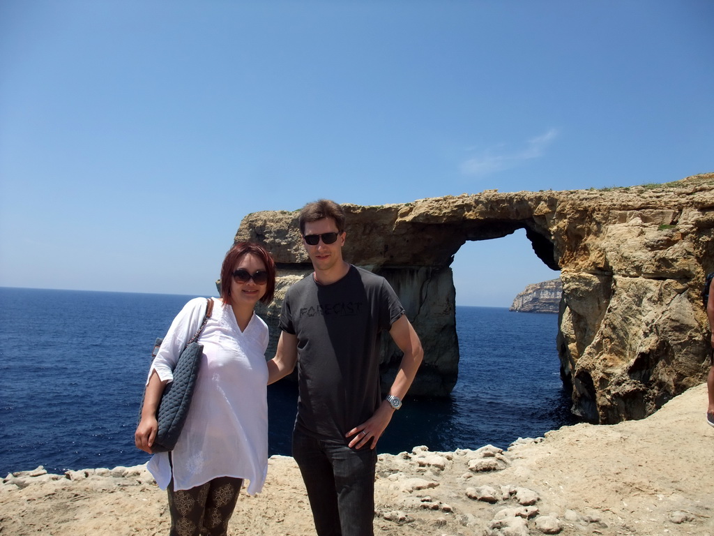 Tim and Miaomiao at the Azure Window at Dwejra Bay