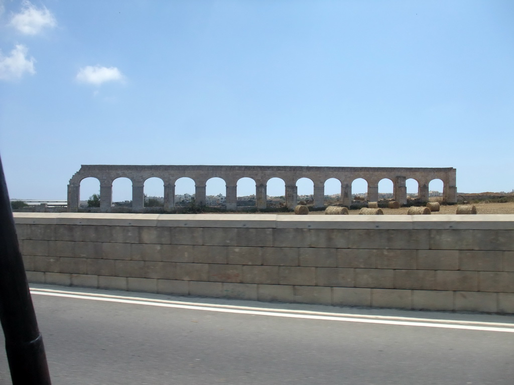 Old viaduct at the Triq L Gharb street from San Lawrenz to Victoria, viewed from the Gozo tour jeep