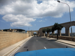 Old viaduct at the Triq L Gharb street from San Lawrenz to Victoria, viewed from the Gozo tour jeep