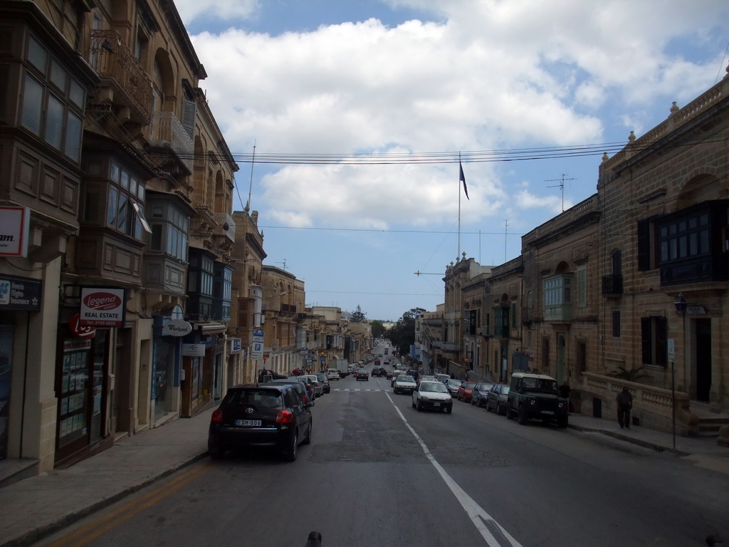 The Triq Ir Repubblika street in Victoria, viewed from the Gozo tour jeep