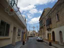 Decorated streets of Xewkija, viewed from the Gozo tour jeep