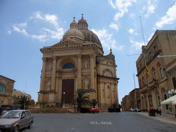 The Church of St. John the Baptist in the town of Xewkija, viewed from the Gozo tour jeep