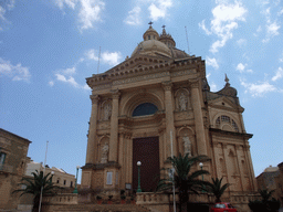 The Church of St. John the Baptist in the town of Xewkija, viewed from the Gozo tour jeep