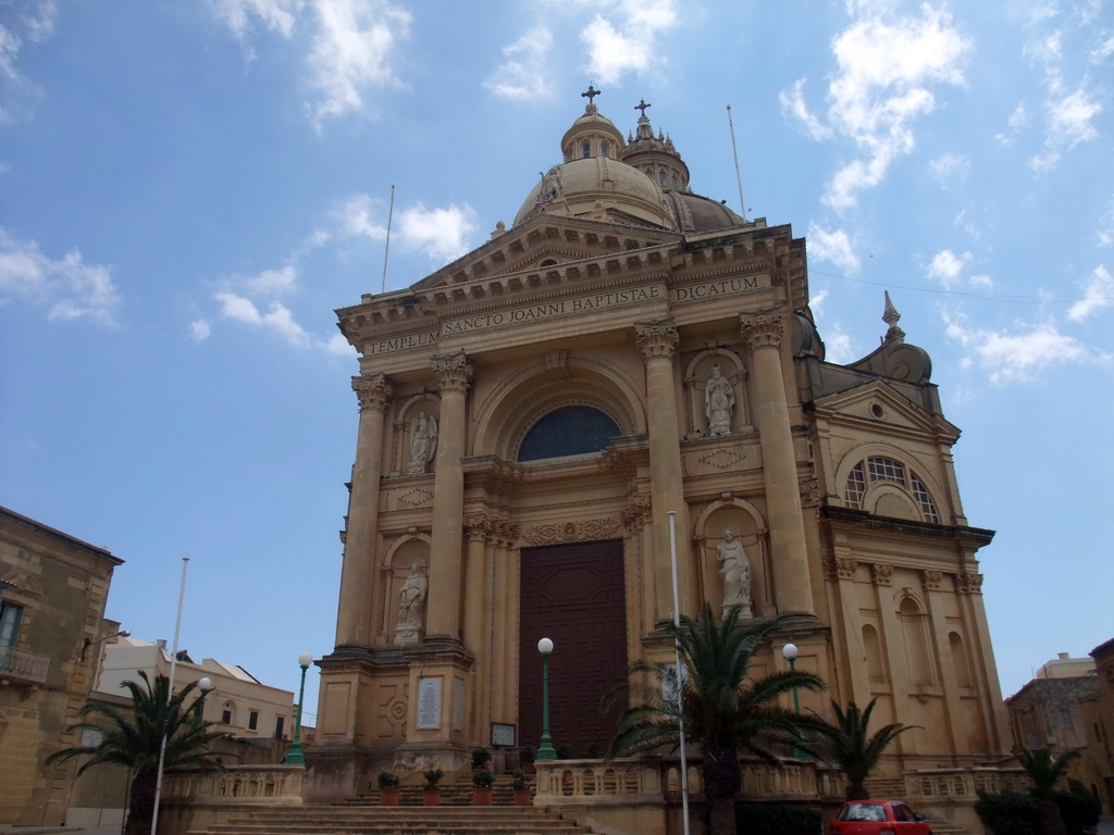 The Church of St. John the Baptist in the town of Xewkija, viewed from the Gozo tour jeep