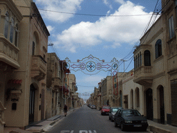 Decorated streets of Xewkija, viewed from the Gozo tour jeep