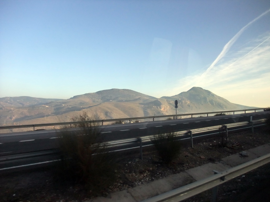 The Sierras de Loja mountains, viewed from our tour bus from Seville to Granada