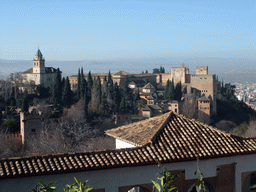 The Alhambra palace, viewed from the Jardines Altos gardens at the Palacio de Generalife