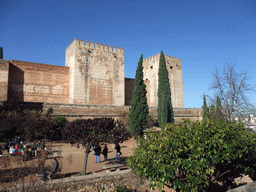 The Torre Quebrada tower, the Torre del Homenaje tower and the Plaza de los Aljibes at the Alhambra palace