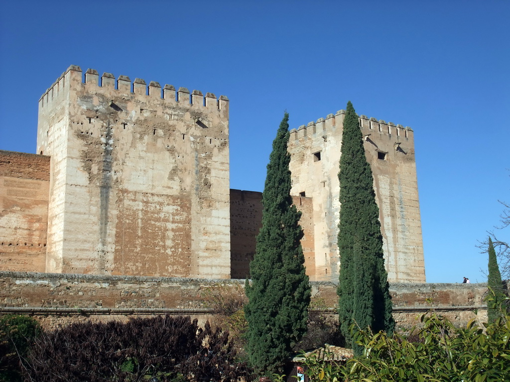 The Torre Quebrada tower and the Torre del Homenaje tower at the Alhambra palace