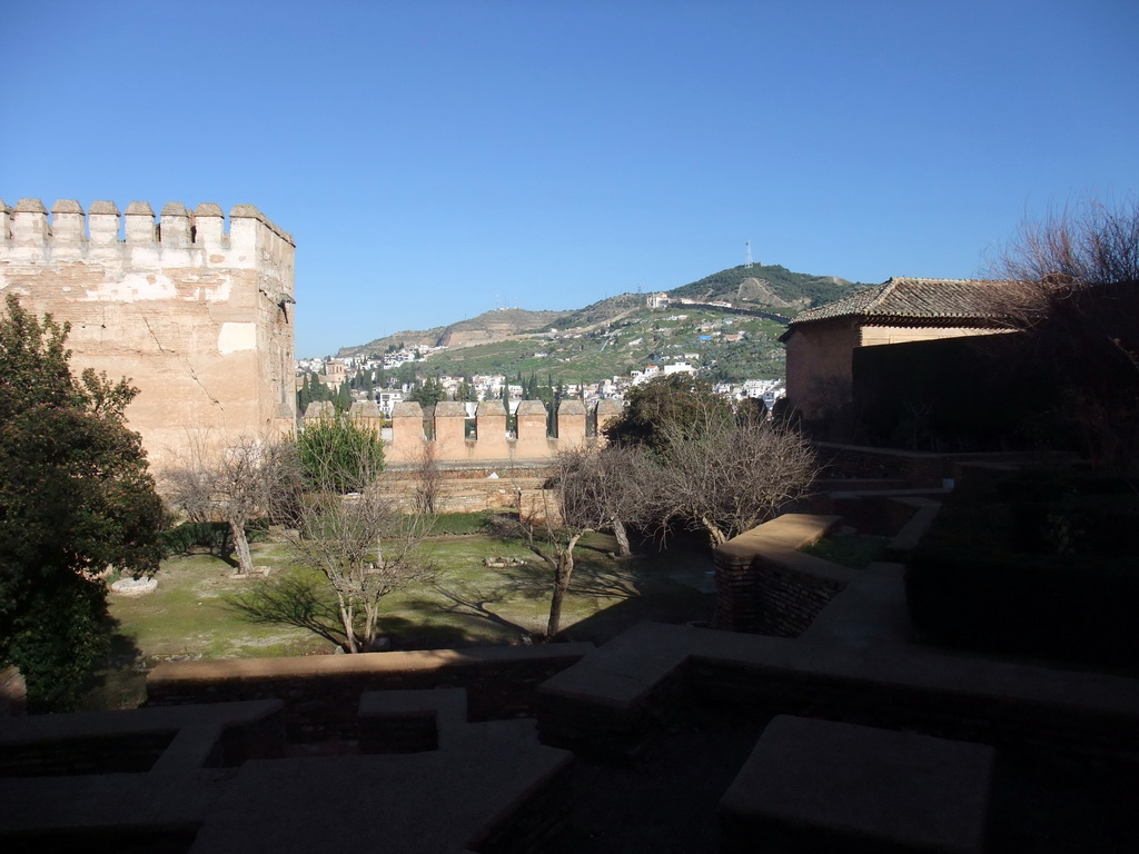 The Torre de las Gallinas tower and the Patio de Machuca courtyard at the Alhambra palace