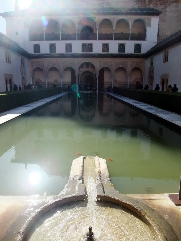 Pond at the Patio de los Arrayanes courtyard at the Alhambra palace